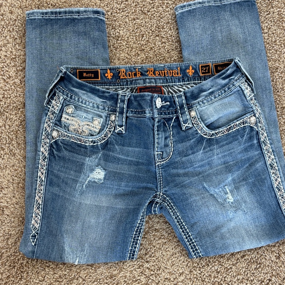 Rock Revival Women's Distressed Blue Jeans